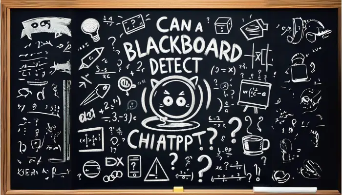 Can Blackboard detect ChatGPT? The Blackboard logo with a question mark in between.